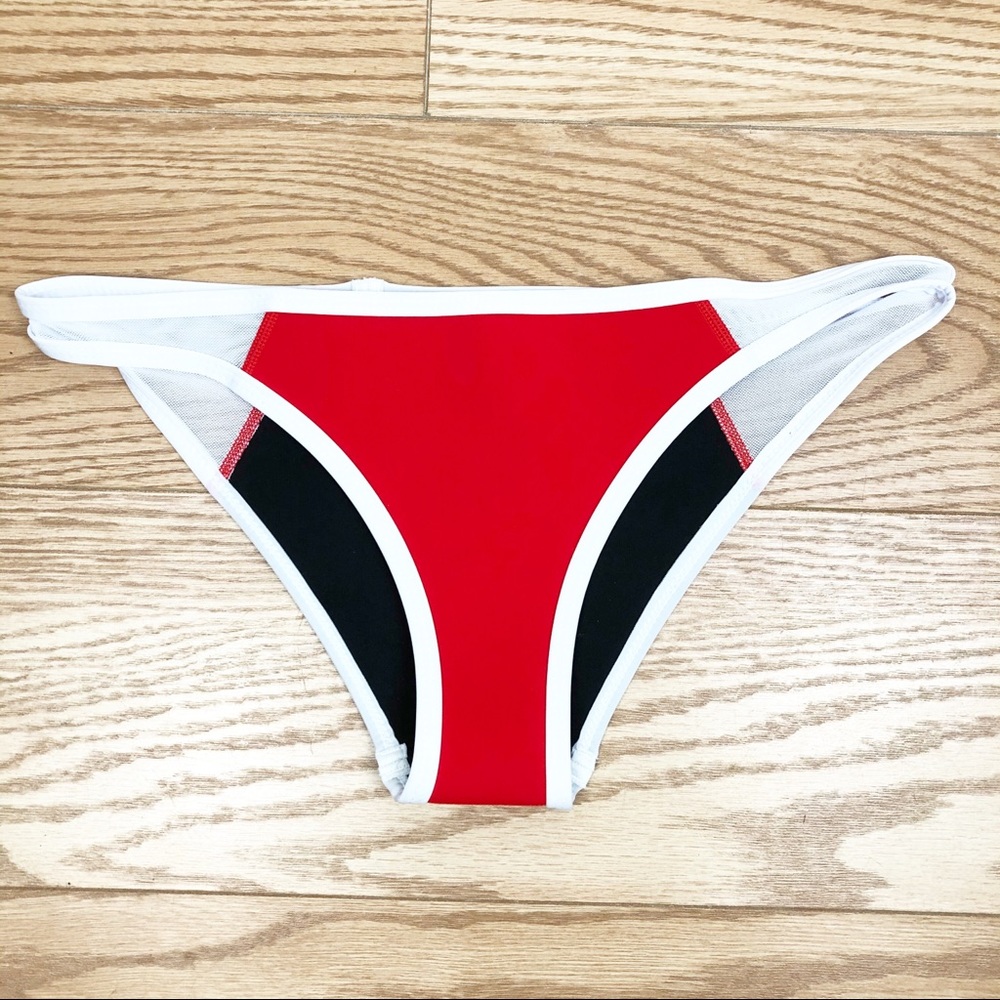 NWOT HOAKA Swimwear Neoprene Cheeky Red Mesh